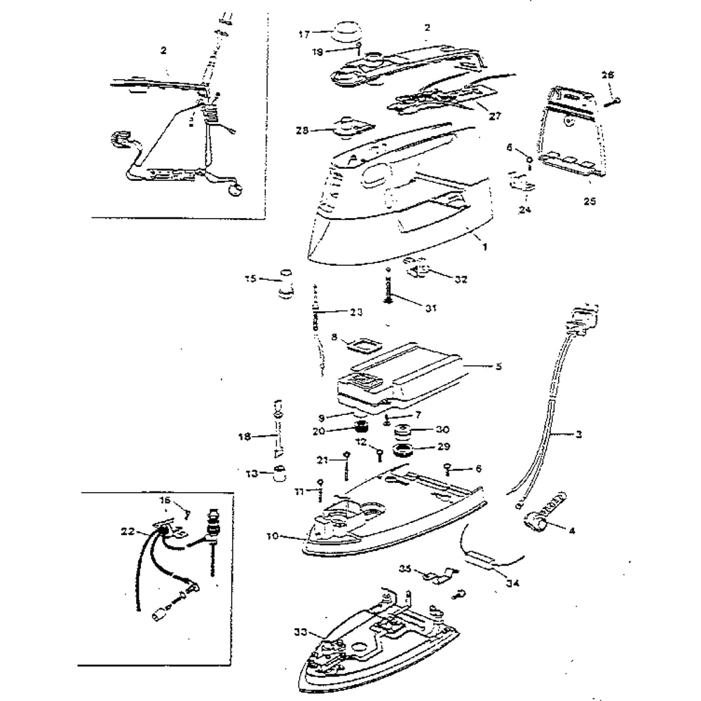 Replacement Parts Diagram and Parts List for F640S-TY2  Black and Decker Iron